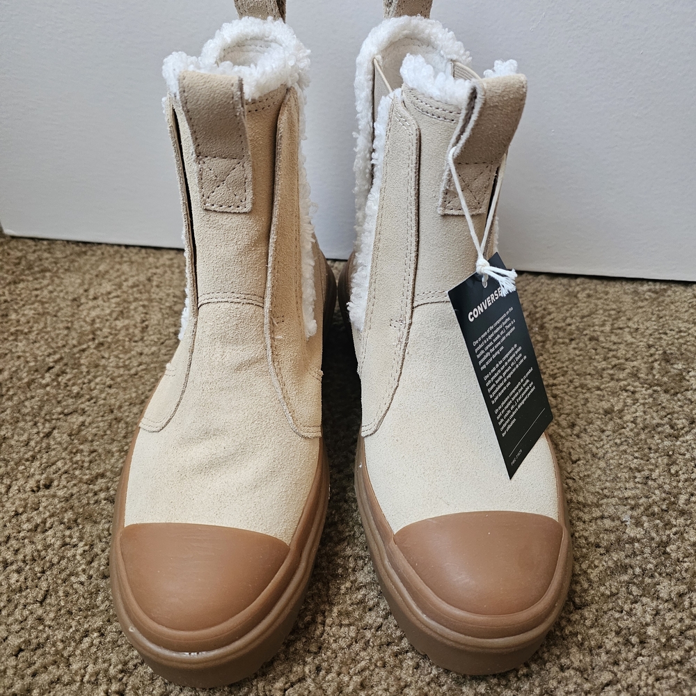 Converse Beige and Brown High-Top Boots